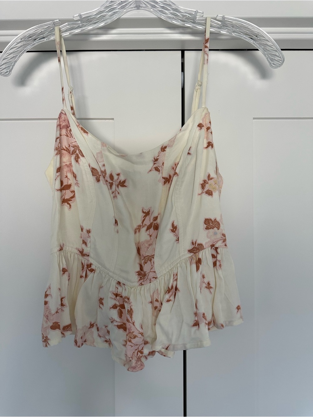 Free People Cream Cami with Rust Floral Print